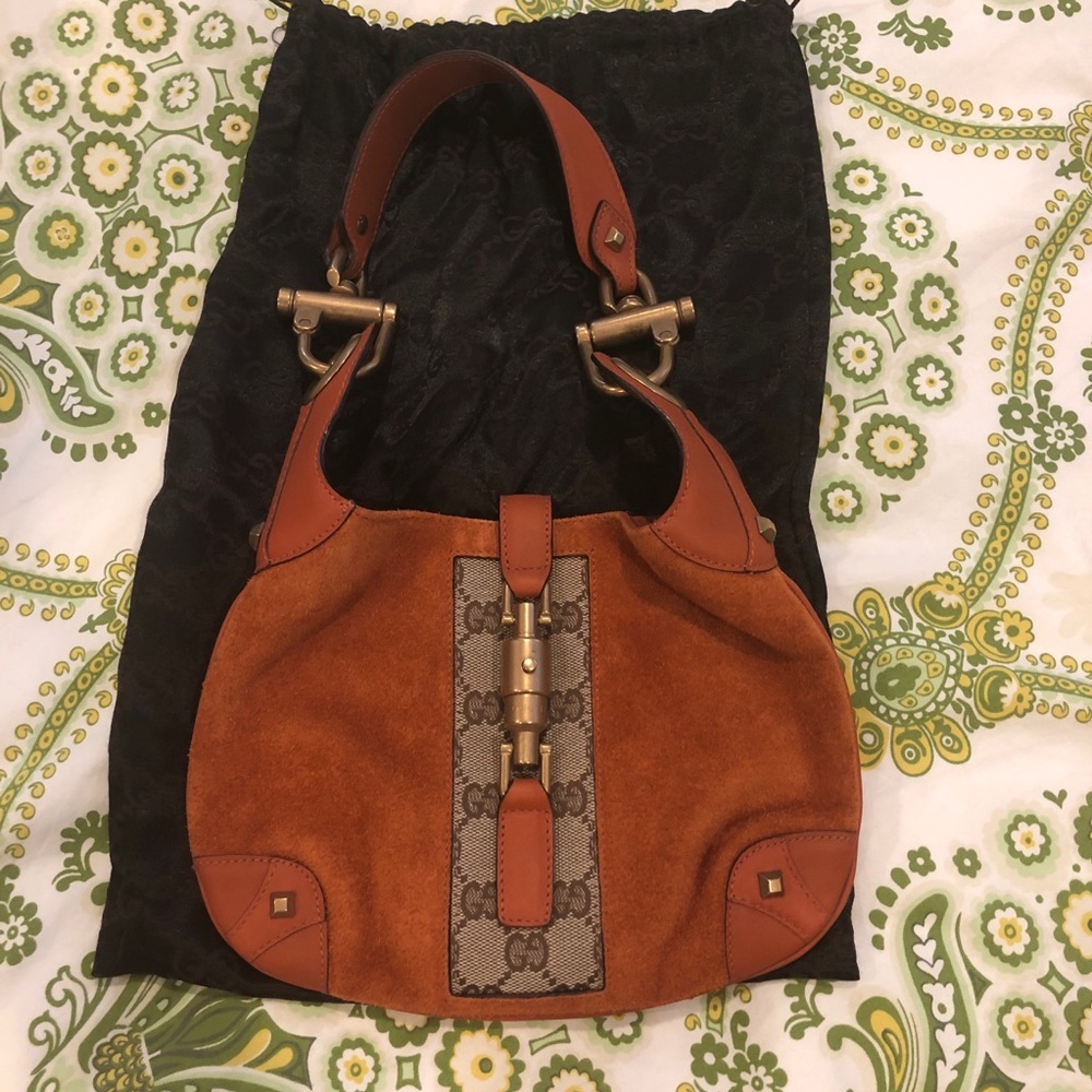 New never used vintage Gucci orange suede purse